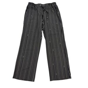 Michael Kors Wide Leg Pants Womens L Black Grey Excellent Chain Stripe Pants